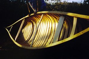 Plank seats in a canoe